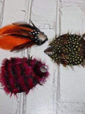 🦚 Feather Hair Clips / Brooches · 4.25" Tall · NWOT · Set of 3
